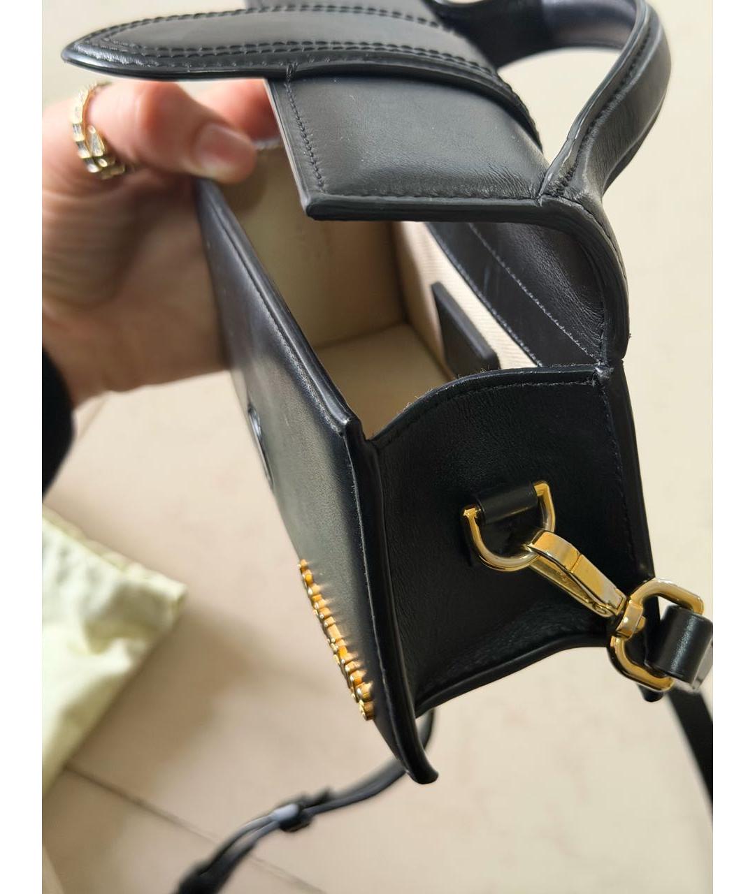 JACQUEMUS Черная кожаная сумка через плечо, фото 4