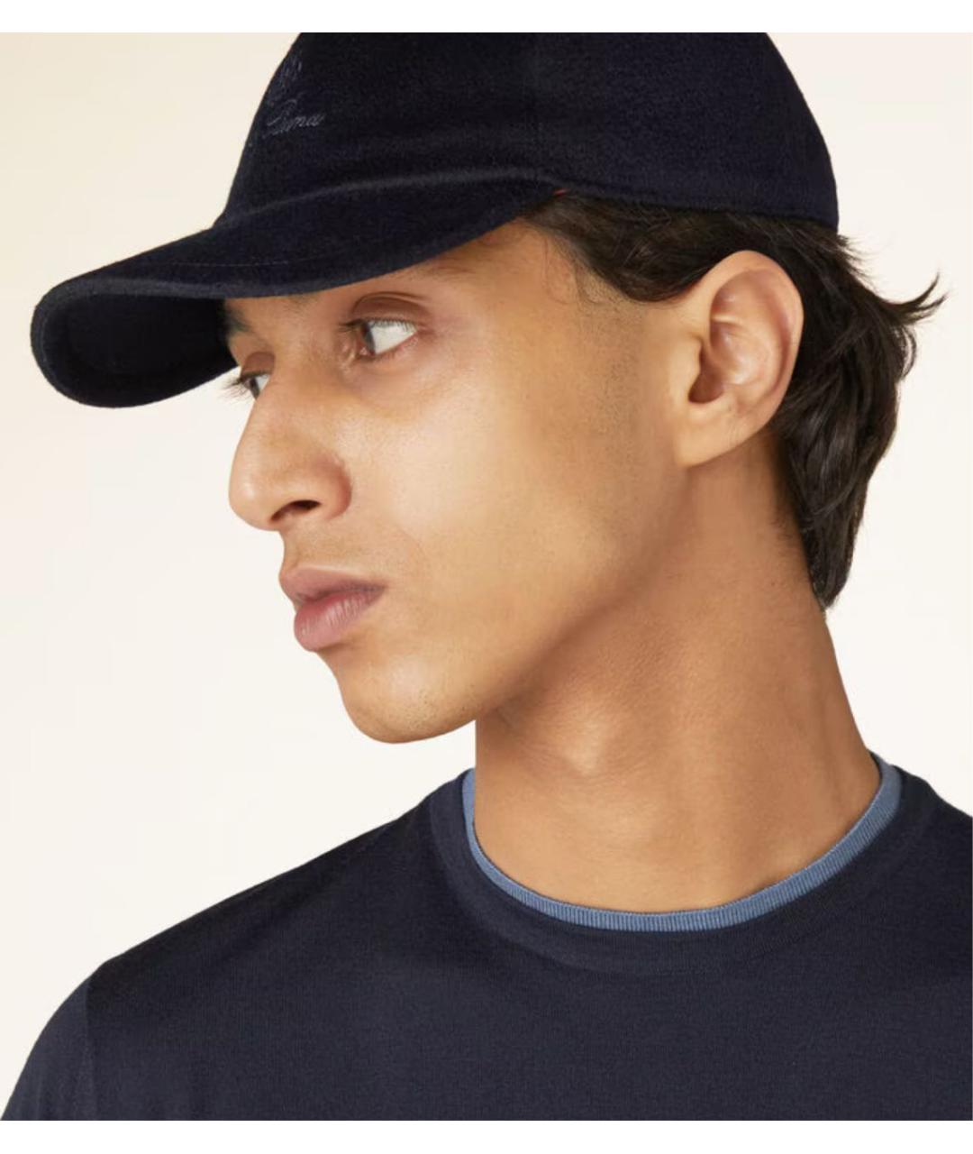 LORO PIANA Темно-синяя кашемировая кепка/бейсболка, фото 3