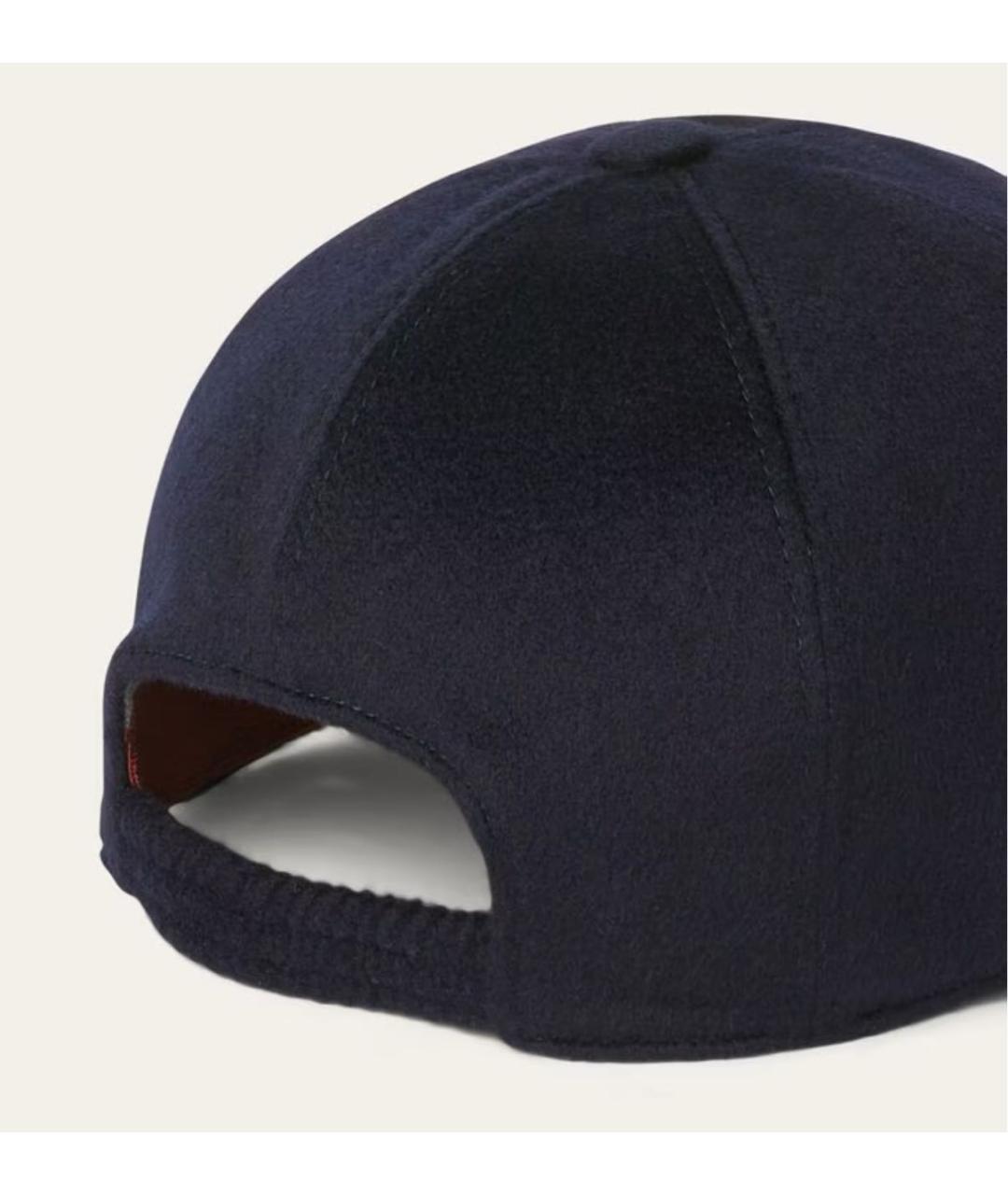 LORO PIANA Темно-синяя кашемировая кепка/бейсболка, фото 2