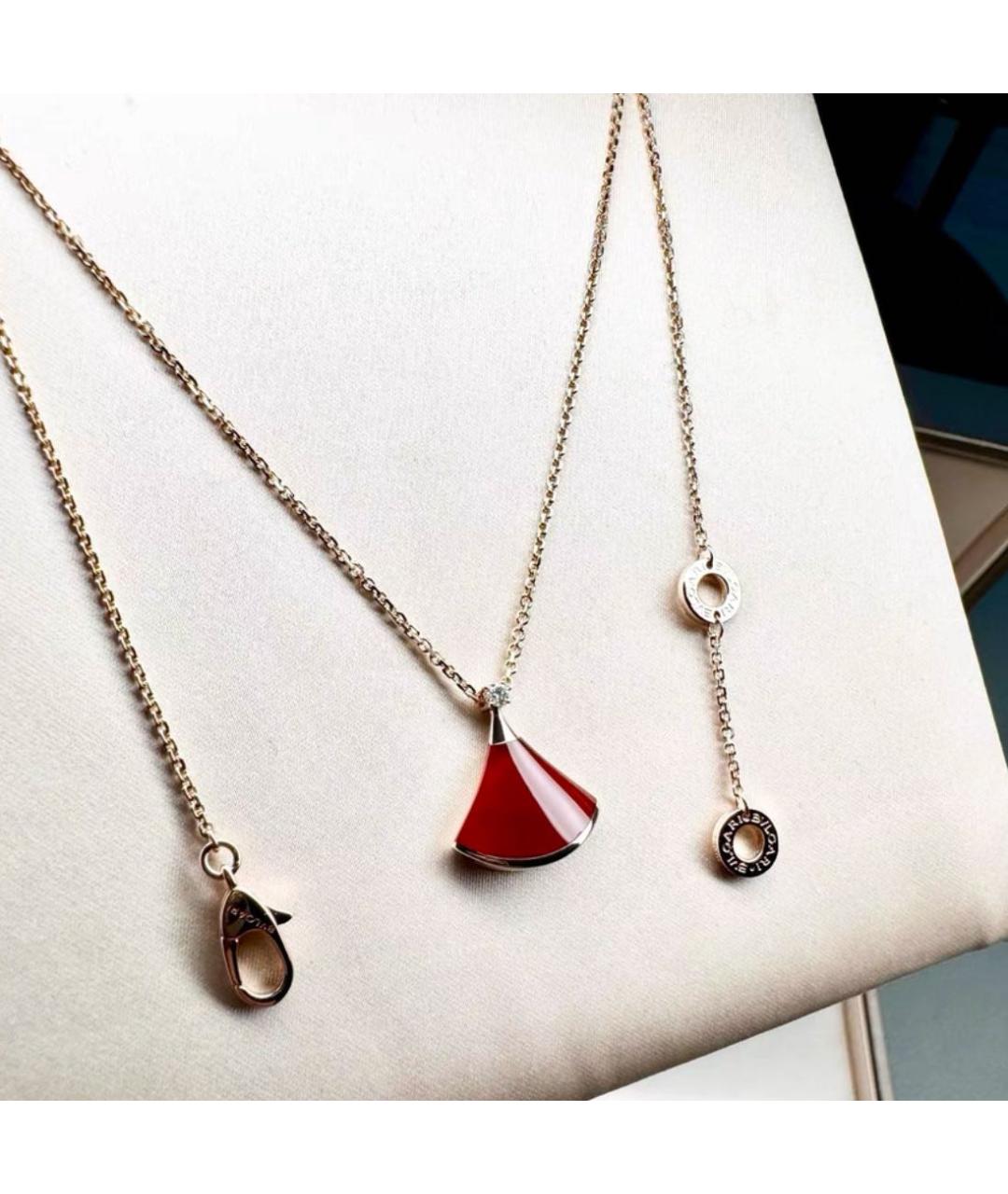 BVLGARI Бордовая подвеска из розового золота, фото 2