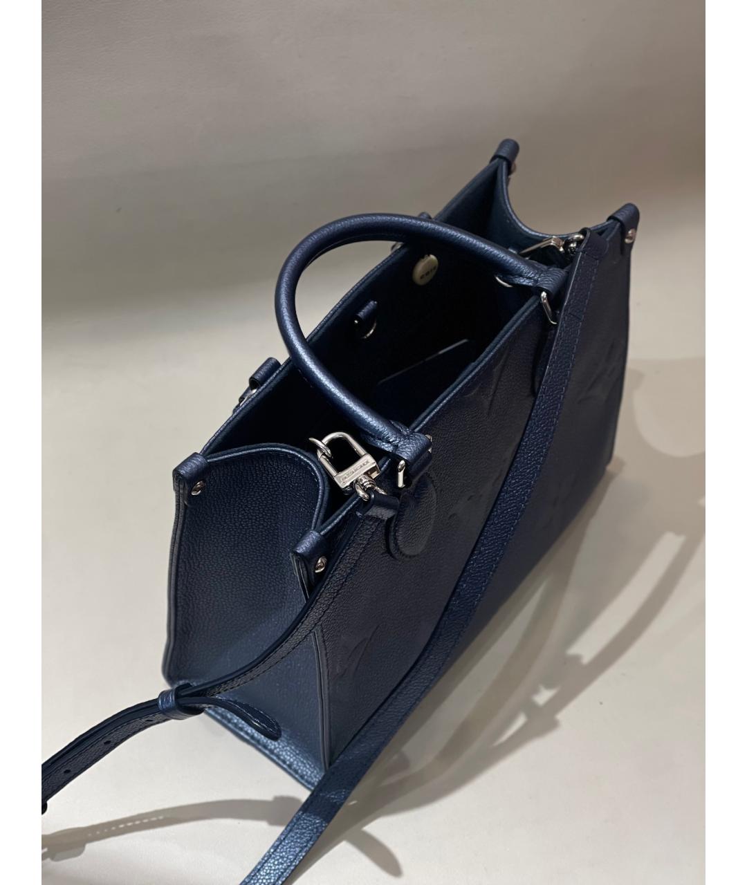 LOUIS VUITTON Голубая кожаная сумка с короткими ручками, фото 5