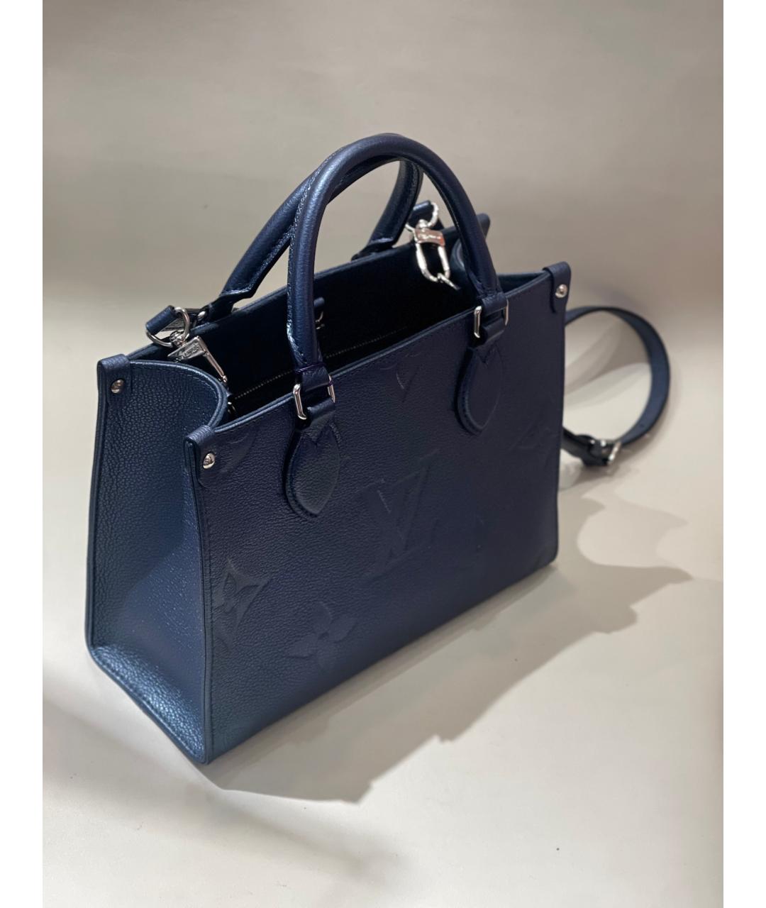 LOUIS VUITTON Голубая кожаная сумка с короткими ручками, фото 2