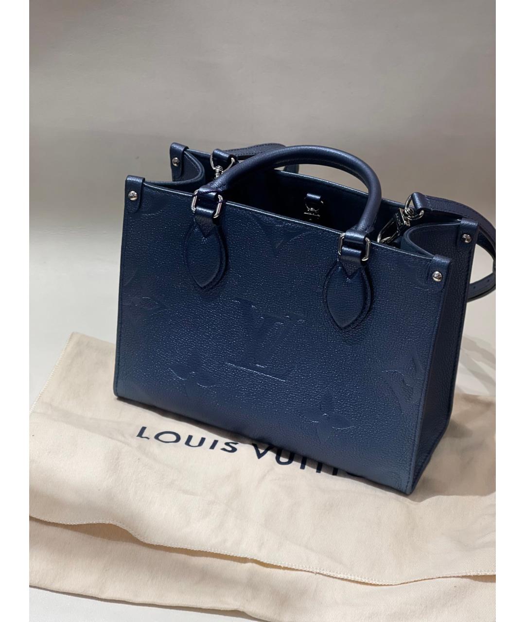 LOUIS VUITTON Голубая кожаная сумка с короткими ручками, фото 7