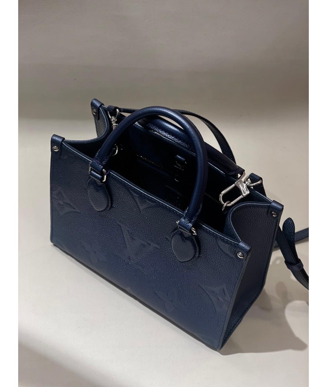 LOUIS VUITTON Голубая кожаная сумка с короткими ручками, фото 3