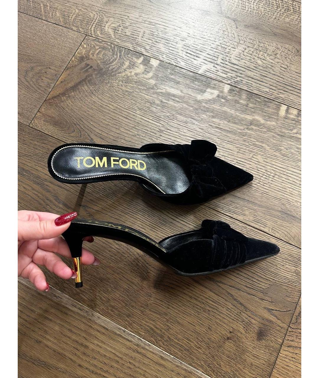 TOM FORD Черные бархатные мюли, фото 4