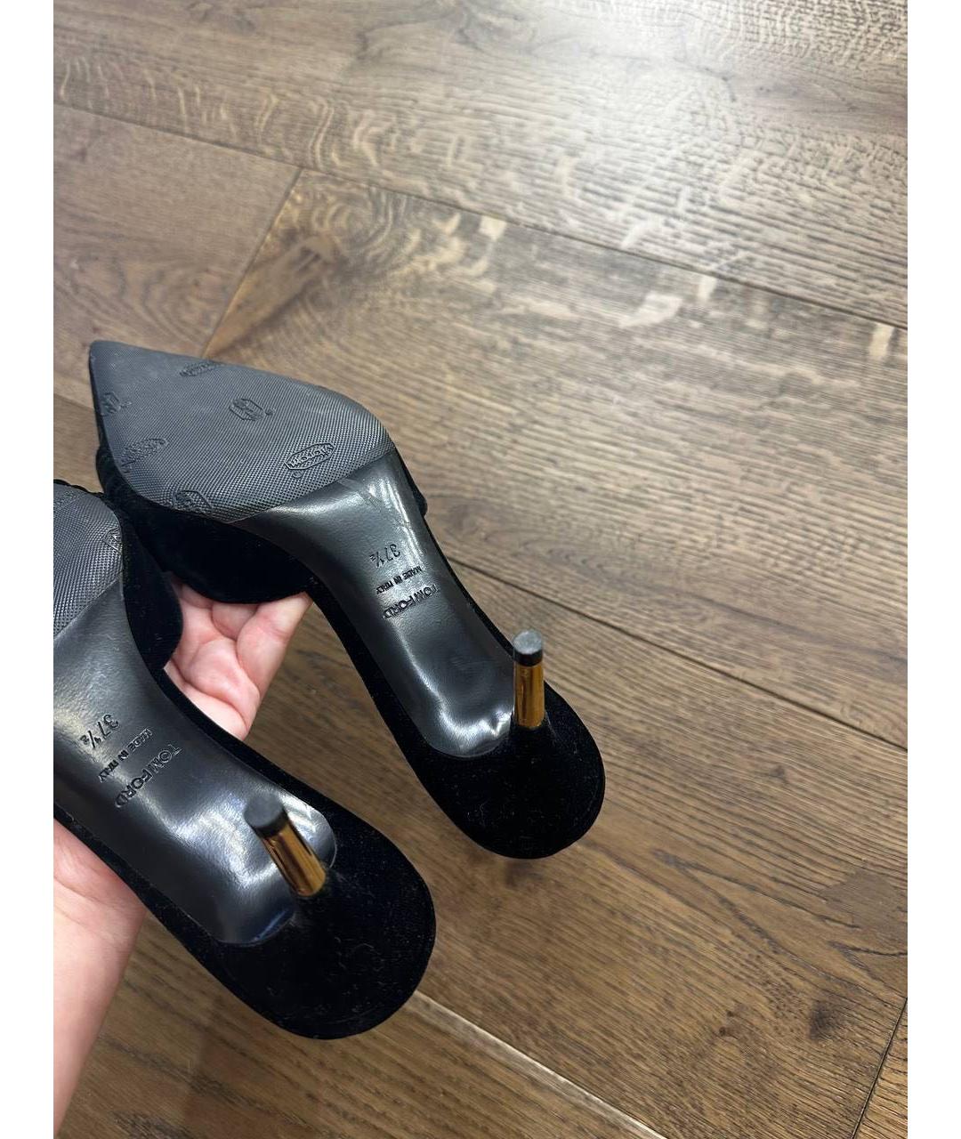 TOM FORD Черные бархатные мюли, фото 3