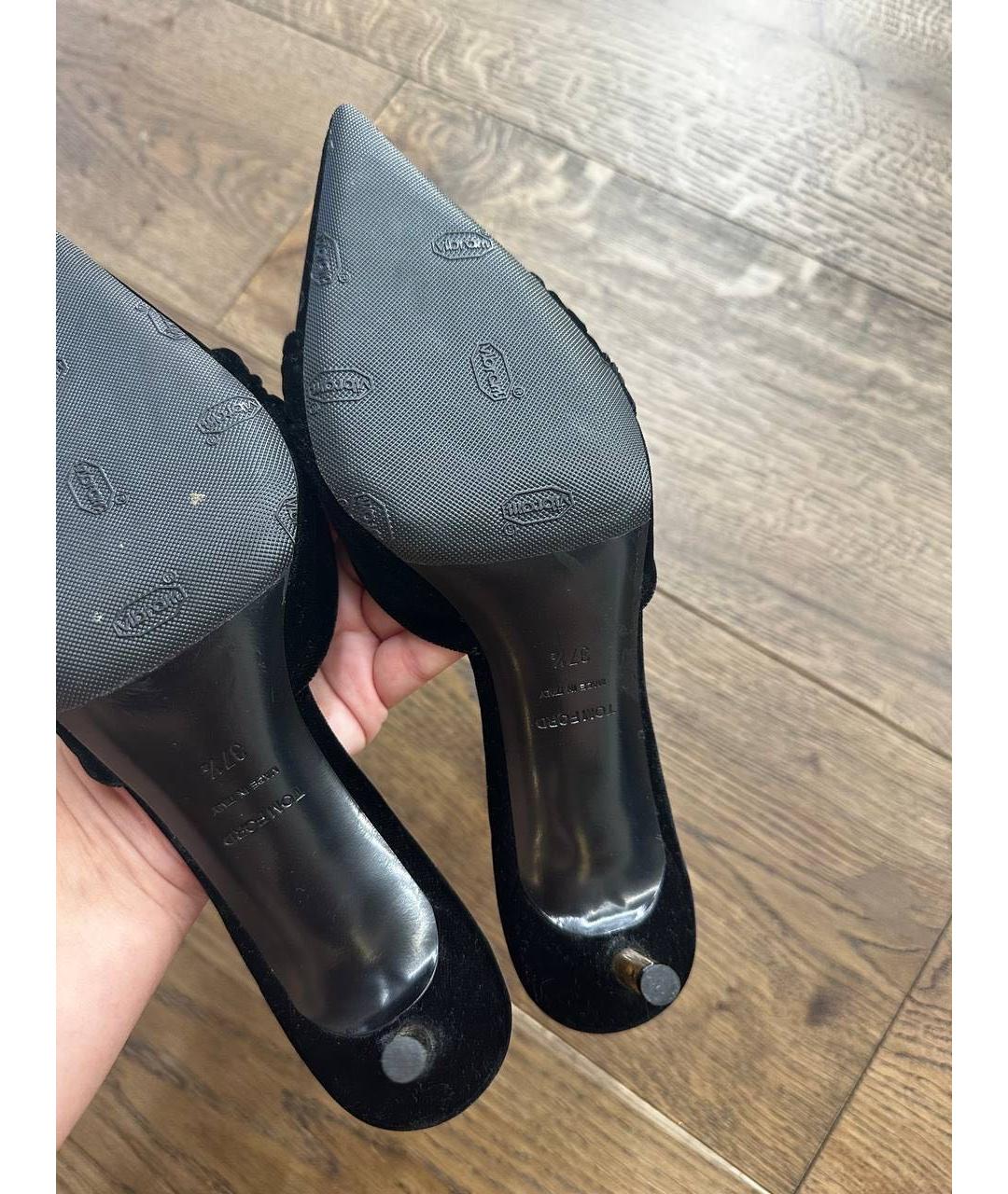 TOM FORD Черные бархатные мюли, фото 2