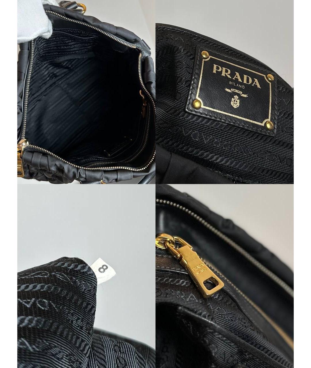 PRADA Черная кожаная сумка с короткими ручками, фото 4