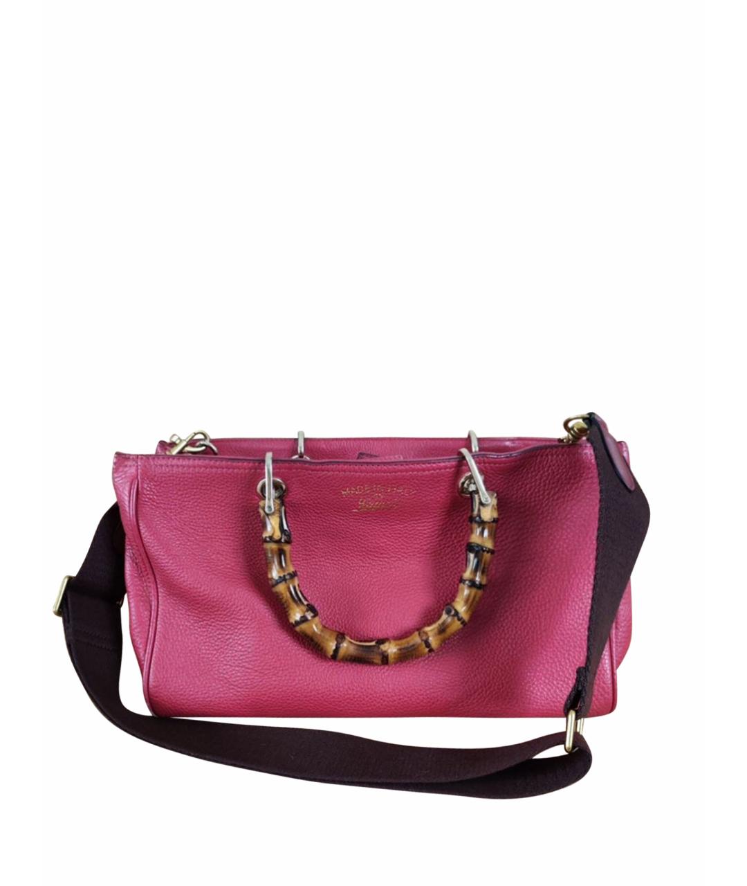 GUCCI Розовая кожаная сумка с короткими ручками, фото 1