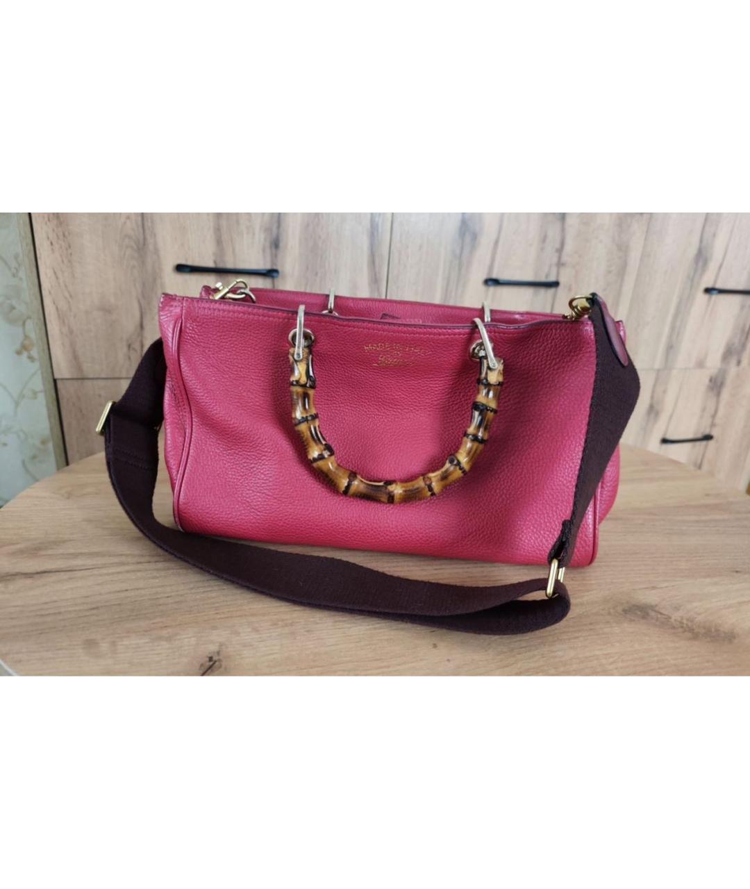 GUCCI Розовая кожаная сумка с короткими ручками, фото 9