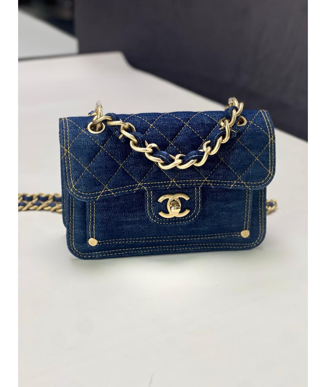 CHANEL Голубая деним сумка через плечо, фото 8