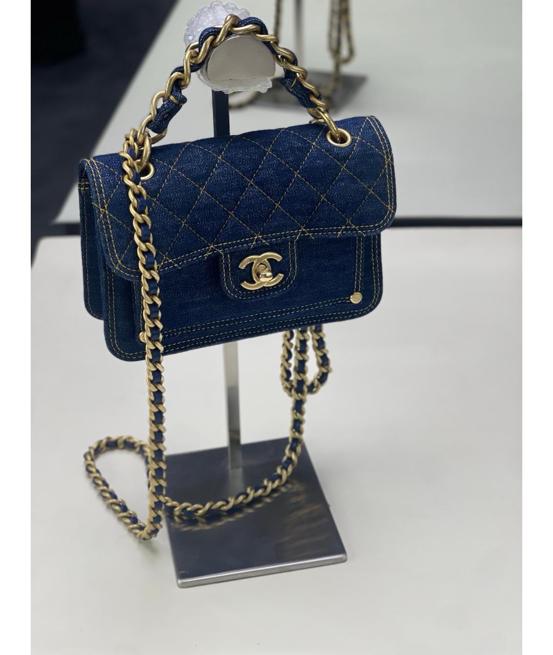 CHANEL Голубая деним сумка через плечо, фото 2