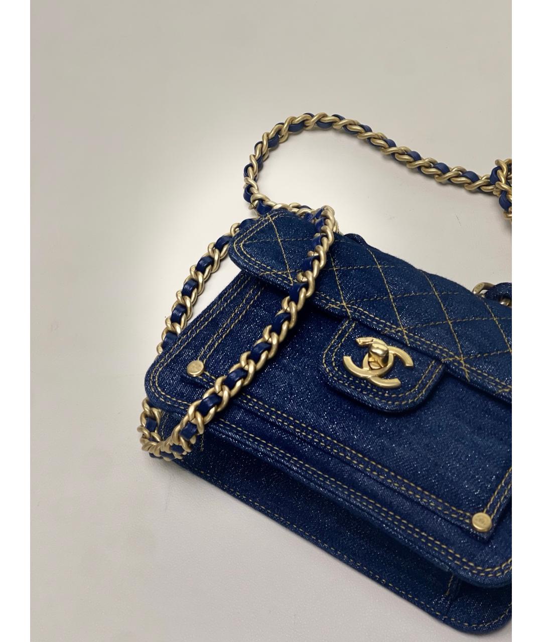 CHANEL Голубая деним сумка через плечо, фото 5