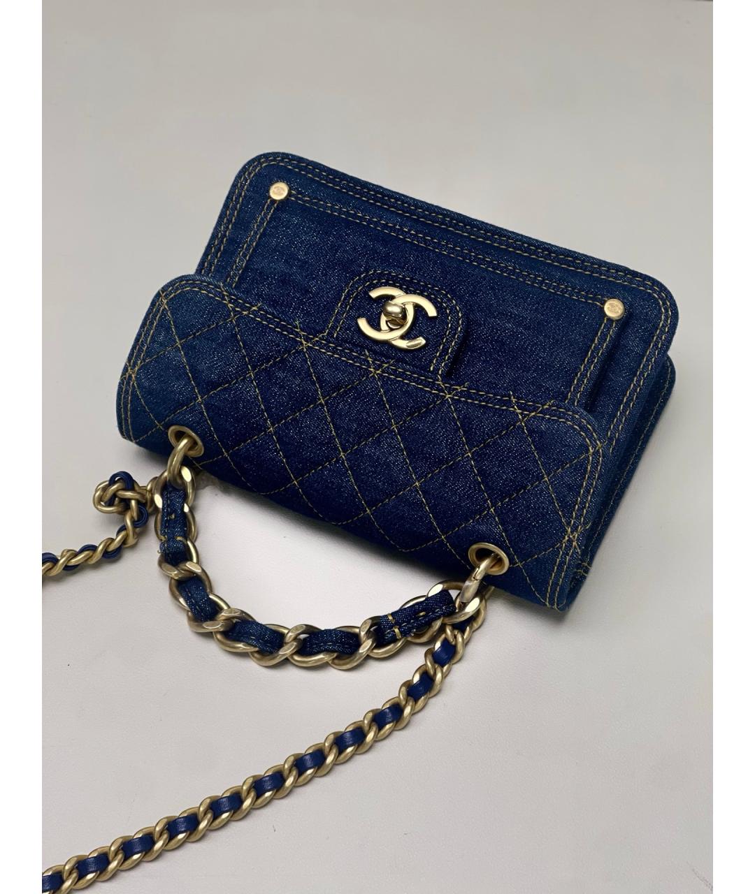 CHANEL Голубая деним сумка через плечо, фото 7