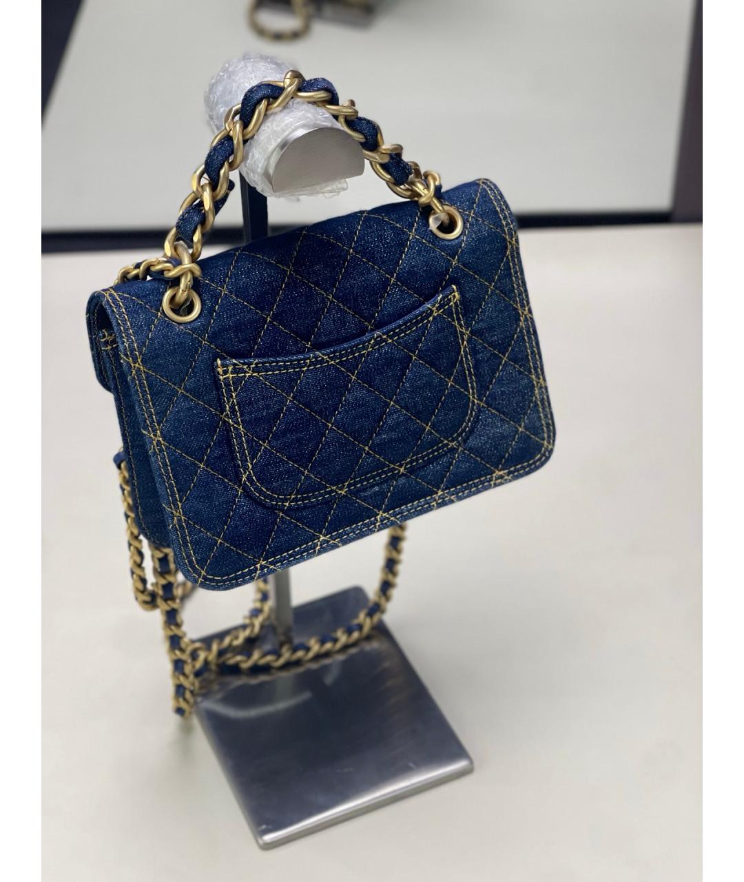 CHANEL Голубая деним сумка через плечо, фото 4