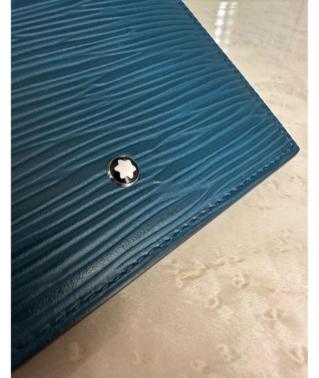 MONTBLANC Бирюзовый кожаный кошелек, фото 6