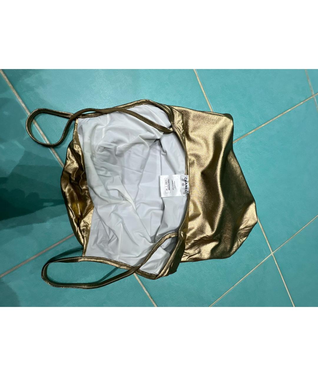 CHANEL Золотой полиамидовый купальник, фото 4