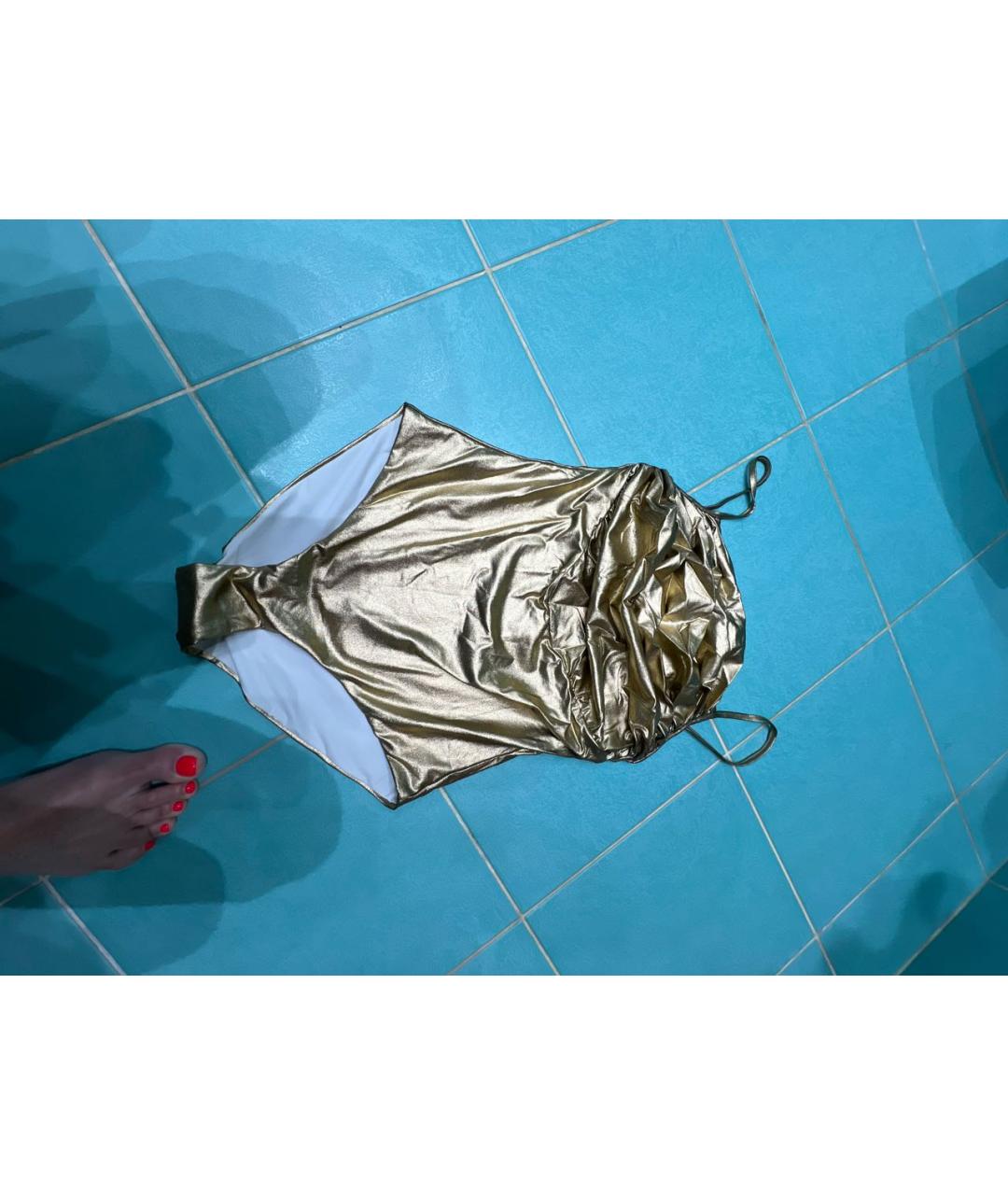 CHANEL Золотой полиамидовый купальник, фото 5