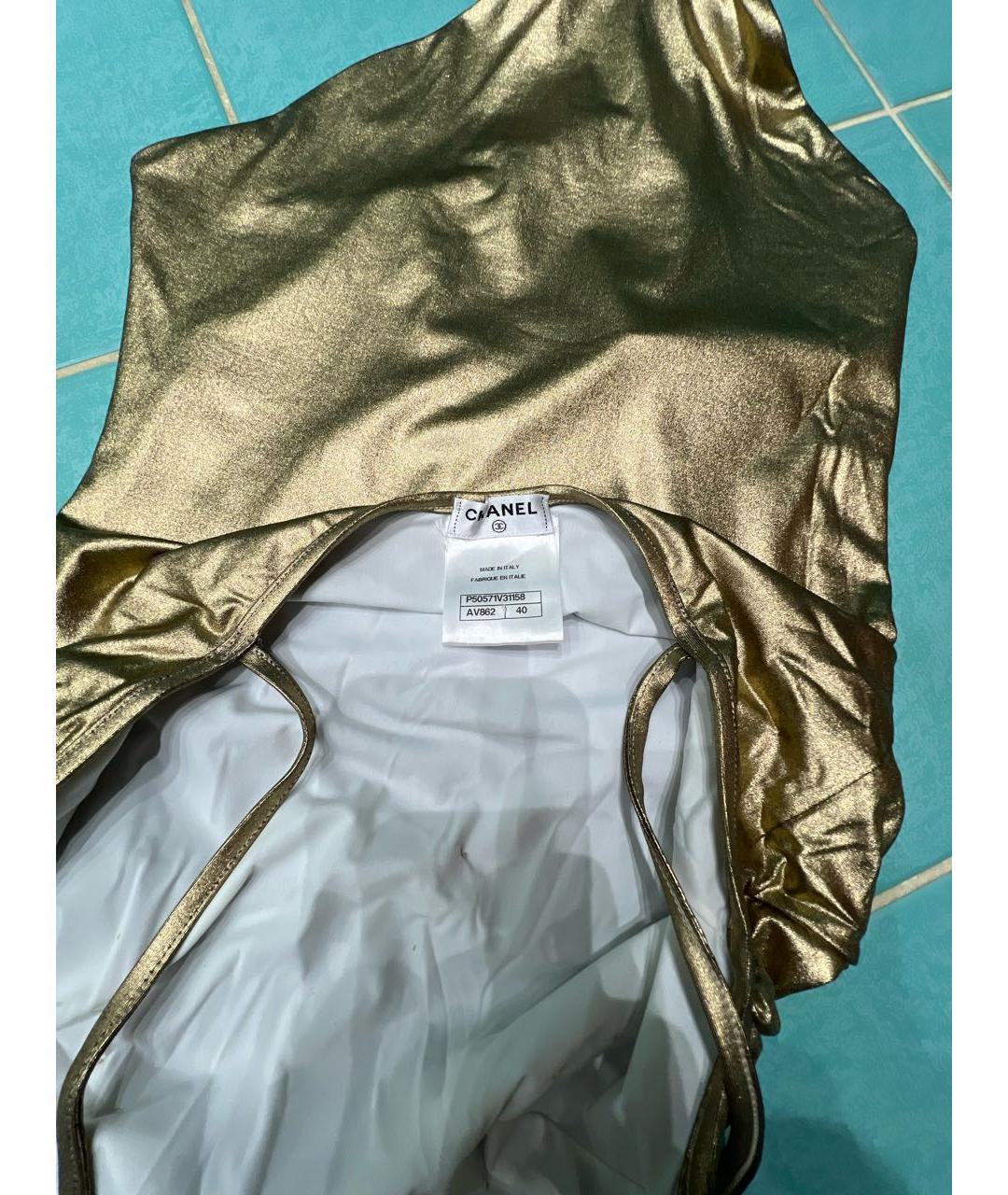 CHANEL Золотой полиамидовый купальник, фото 4