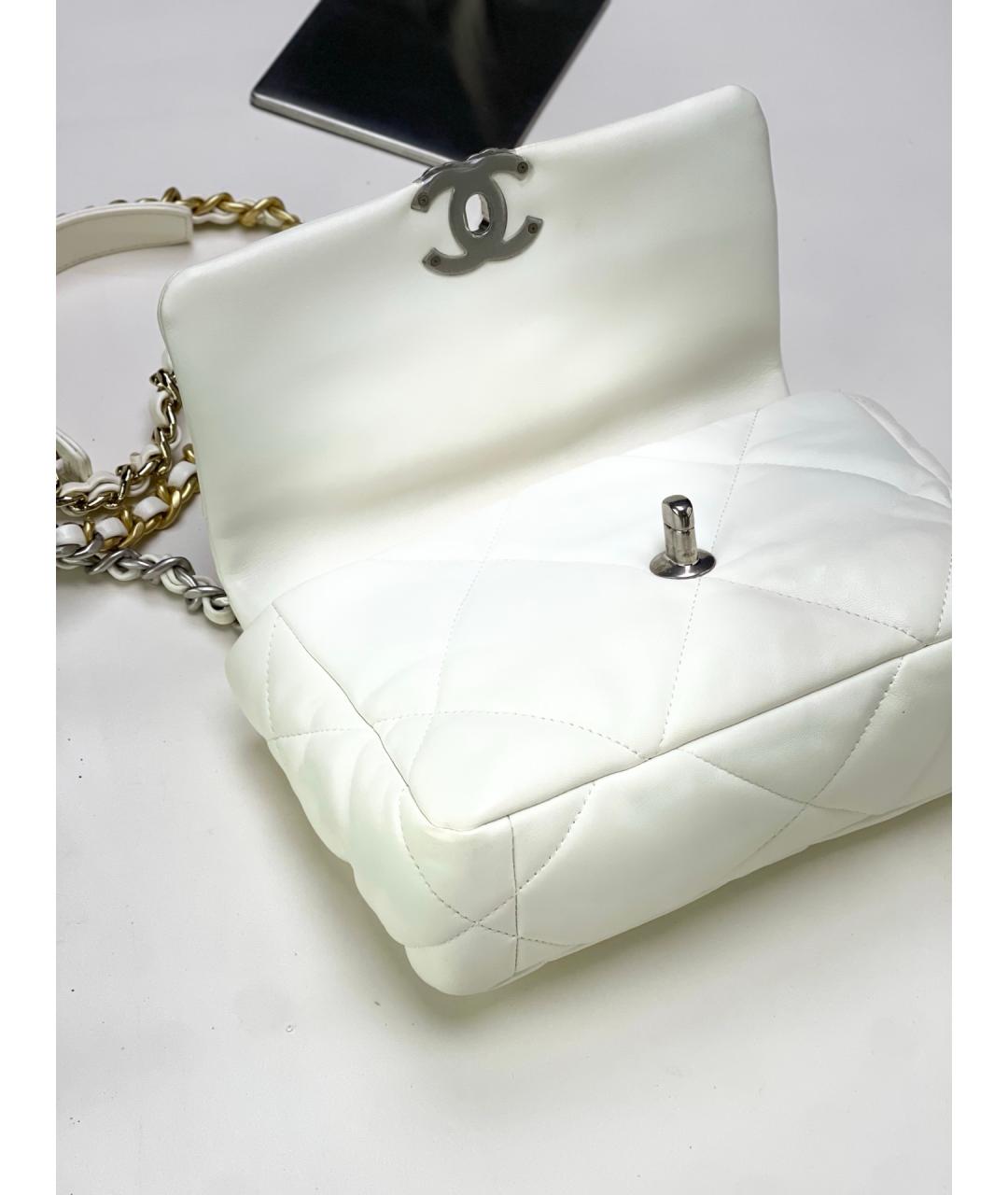 CHANEL Белая кожаная сумка через плечо, фото 7