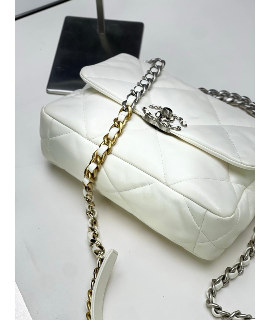 CHANEL Белая кожаная сумка через плечо, фото 8
