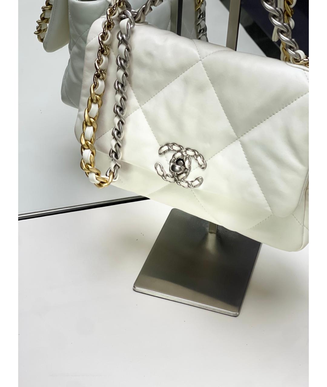 CHANEL Белая кожаная сумка через плечо, фото 9