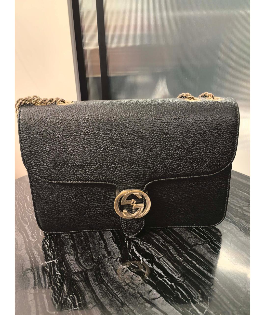 GUCCI Черная кожаная сумка через плечо, фото 5