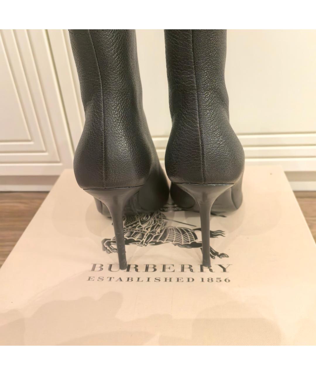 BURBERRY Черные кожаные ботильоны, фото 4