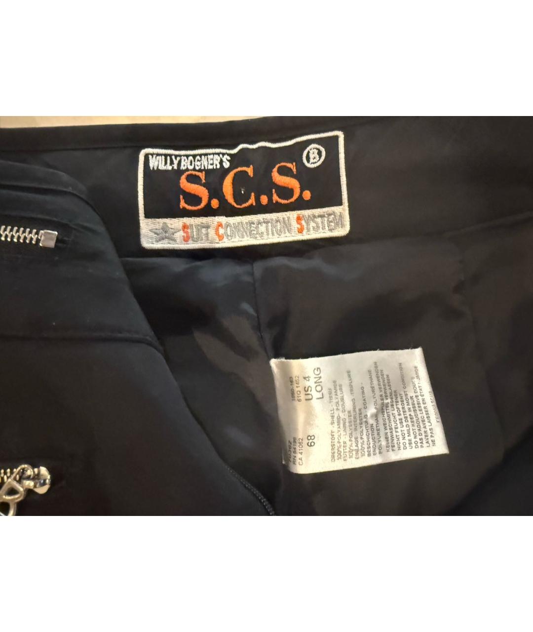 BOGNER Черные полиамидовые прямые брюки, фото 4