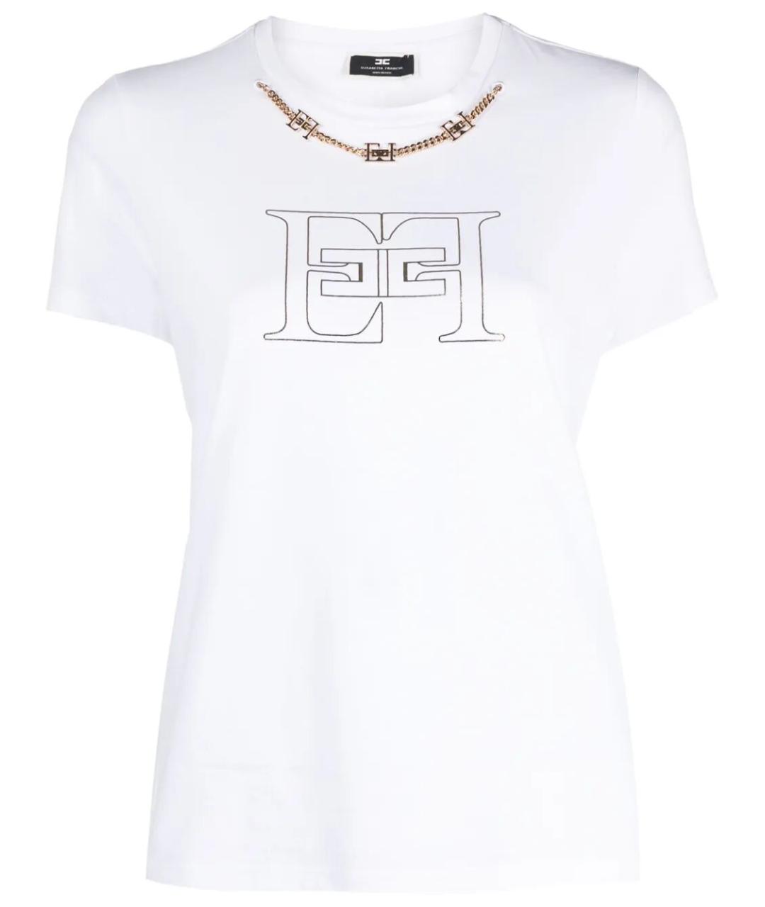 ELISABETTA FRANCHI Белая хлопковая футболка, фото 1