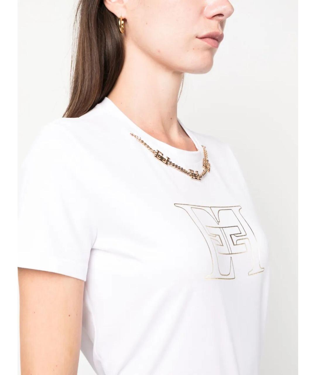 ELISABETTA FRANCHI Белая хлопковая футболка, фото 2