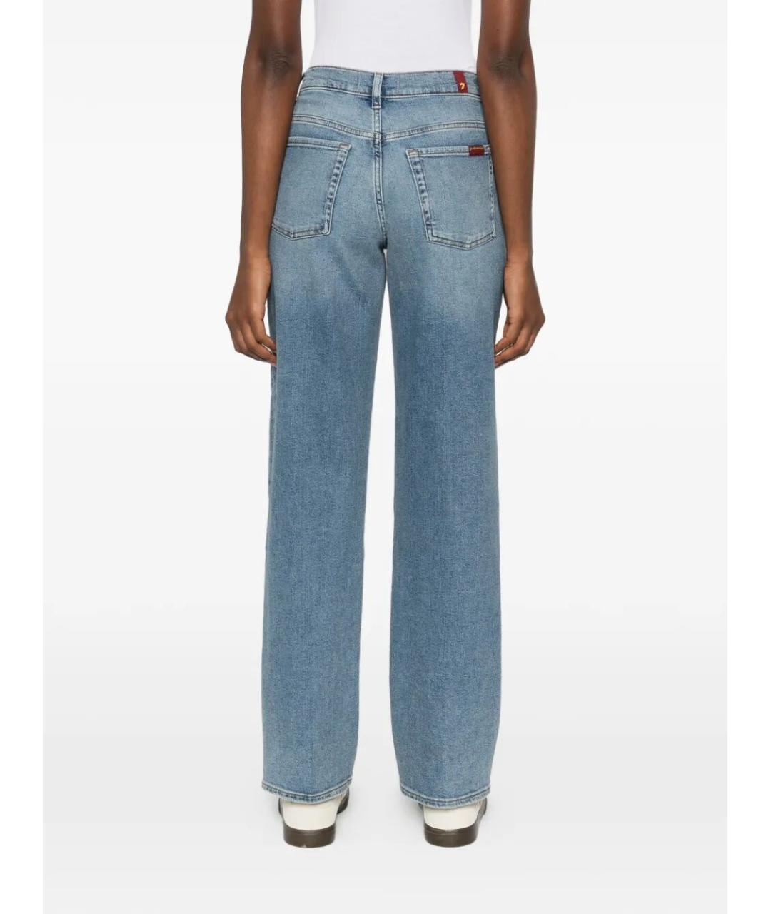7 FOR ALL MANKIND Голубые хлопковые прямые джинсы, фото 3