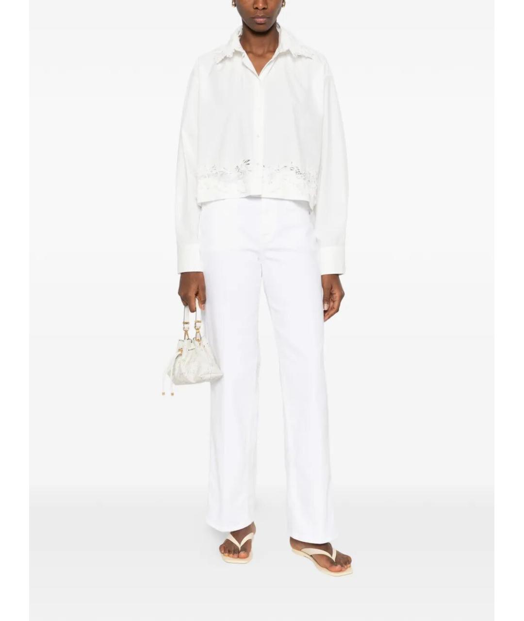 7 FOR ALL MANKIND Белые хлопковые прямые джинсы, фото 2