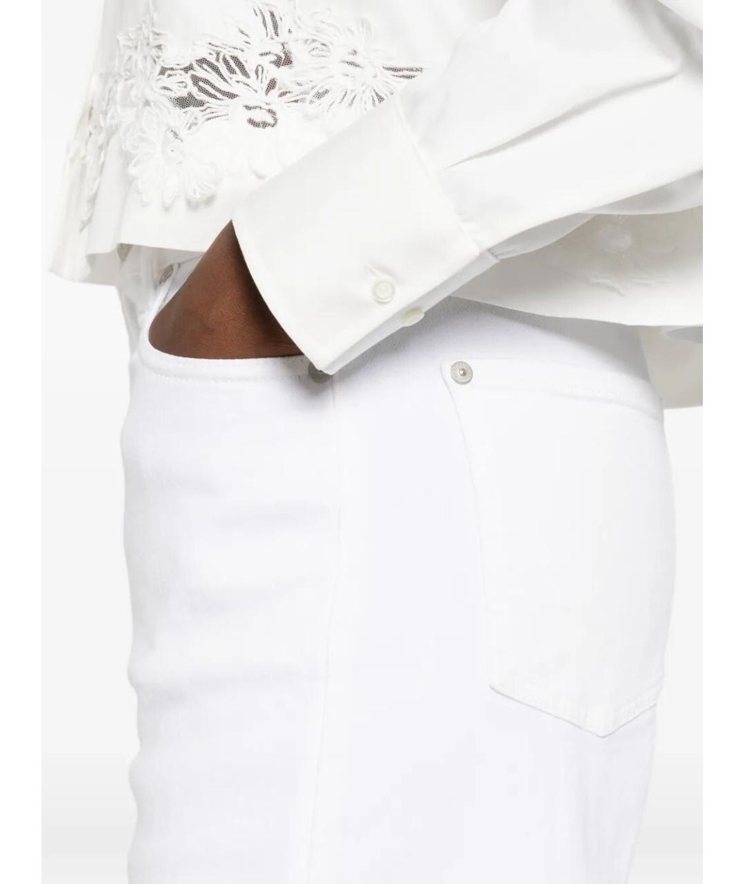 7 FOR ALL MANKIND Белые хлопковые прямые джинсы, фото 3