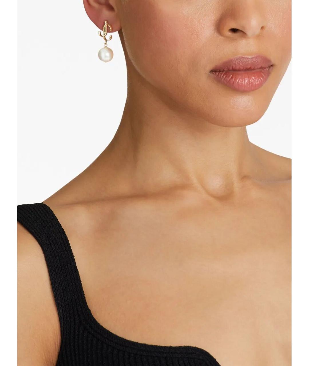 JIMMY CHOO Золотые металлические серьги, фото 2