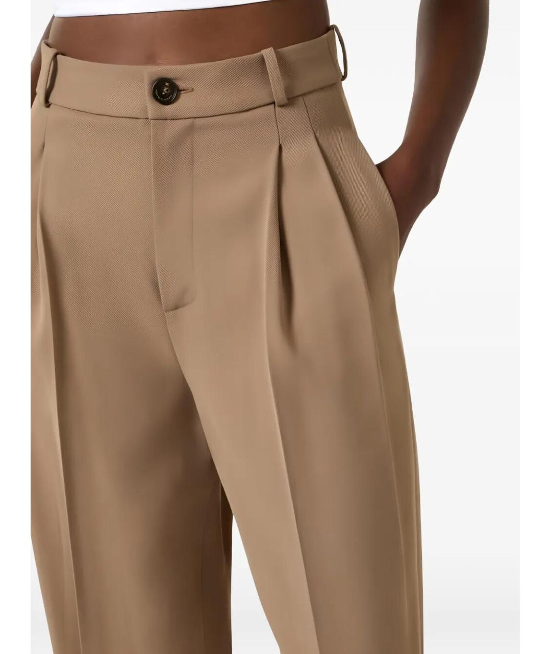 ELISABETTA FRANCHI Бежевые вискозные прямые брюки, фото 5