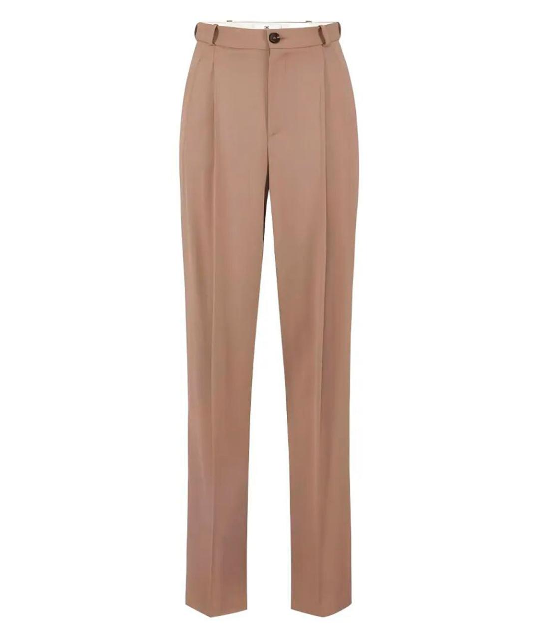 ELISABETTA FRANCHI Бежевые вискозные прямые брюки, фото 1