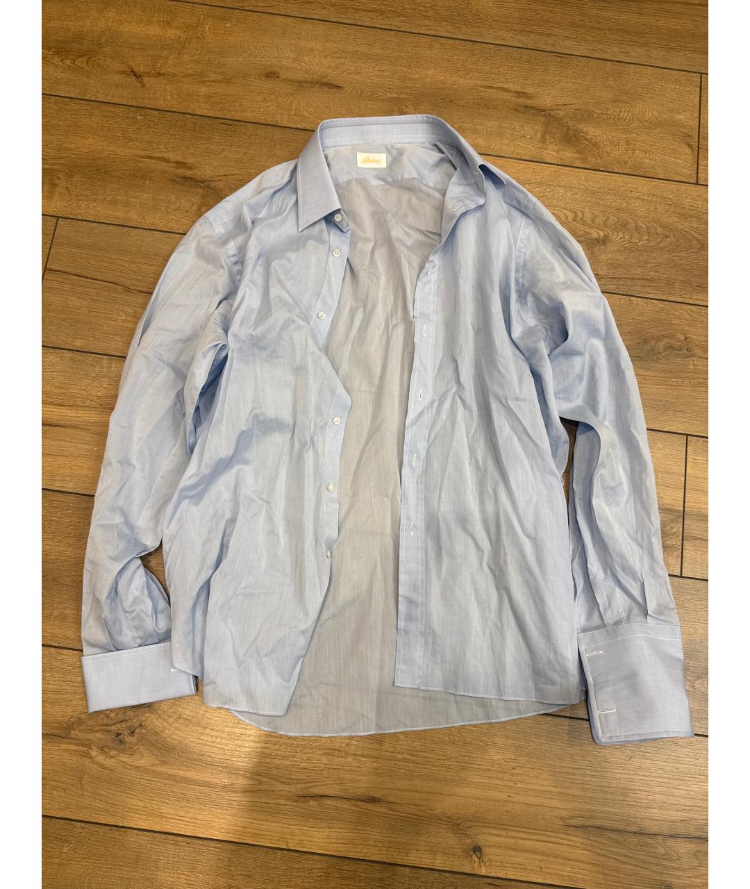 BRIONI Голубая хлопковая классическая рубашка, фото 3