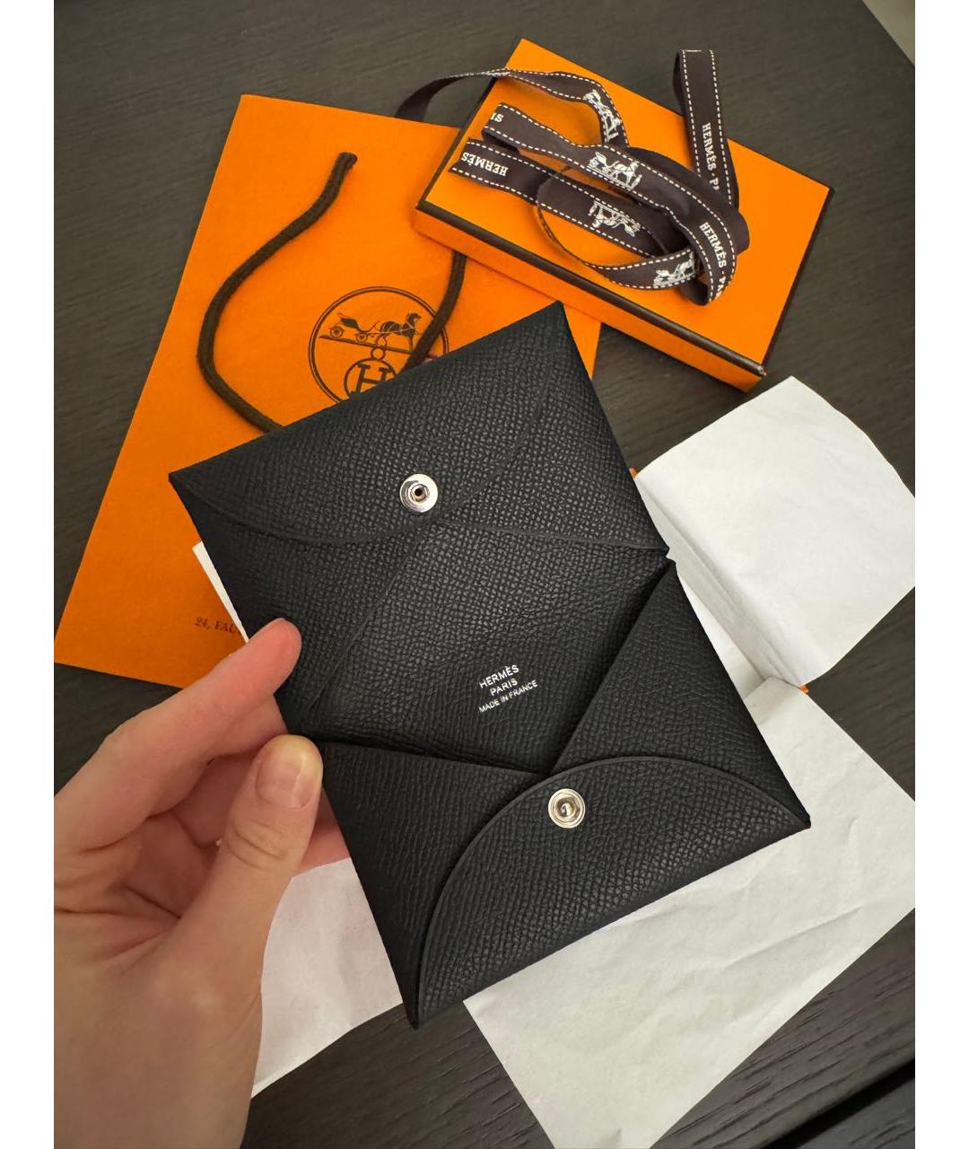 HERMES Черный кожаный кардхолдер, фото 3