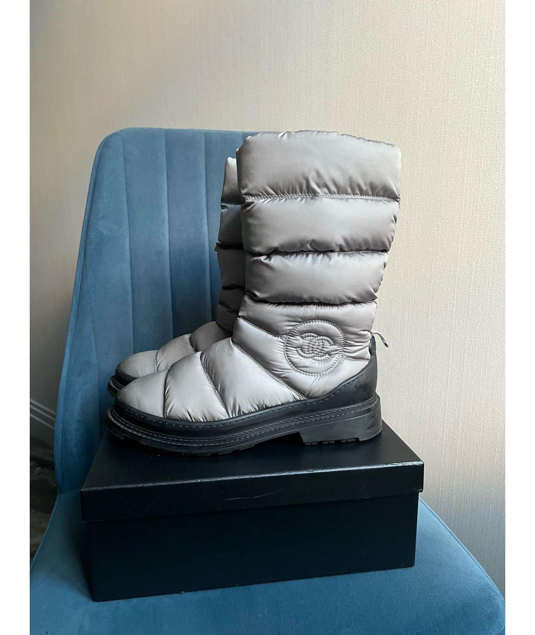 CHANEL Серые синтетические сапоги, фото 2