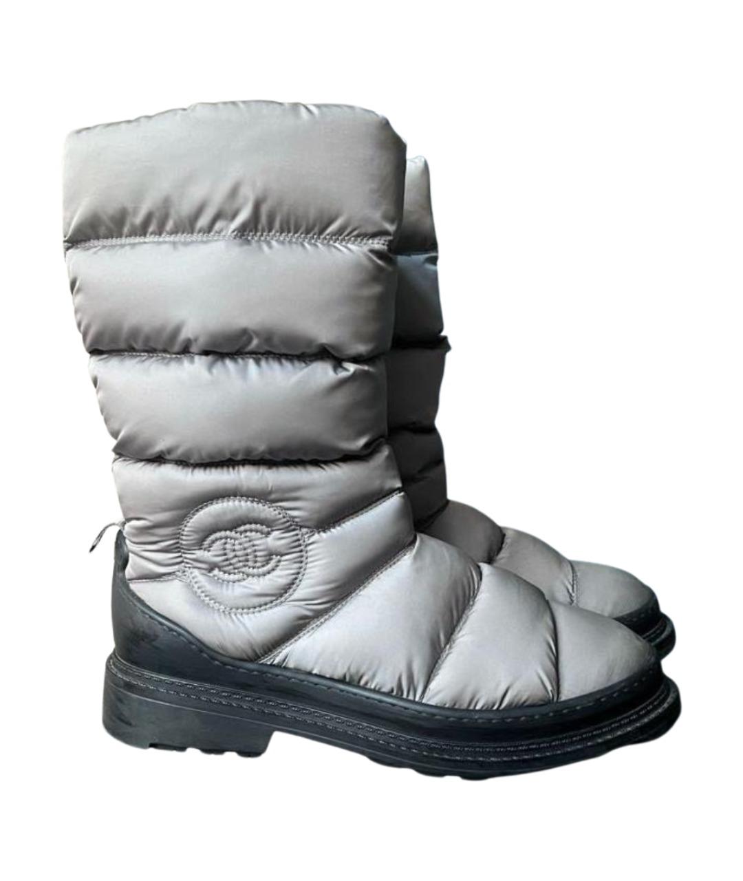 CHANEL Серые синтетические сапоги, фото 1