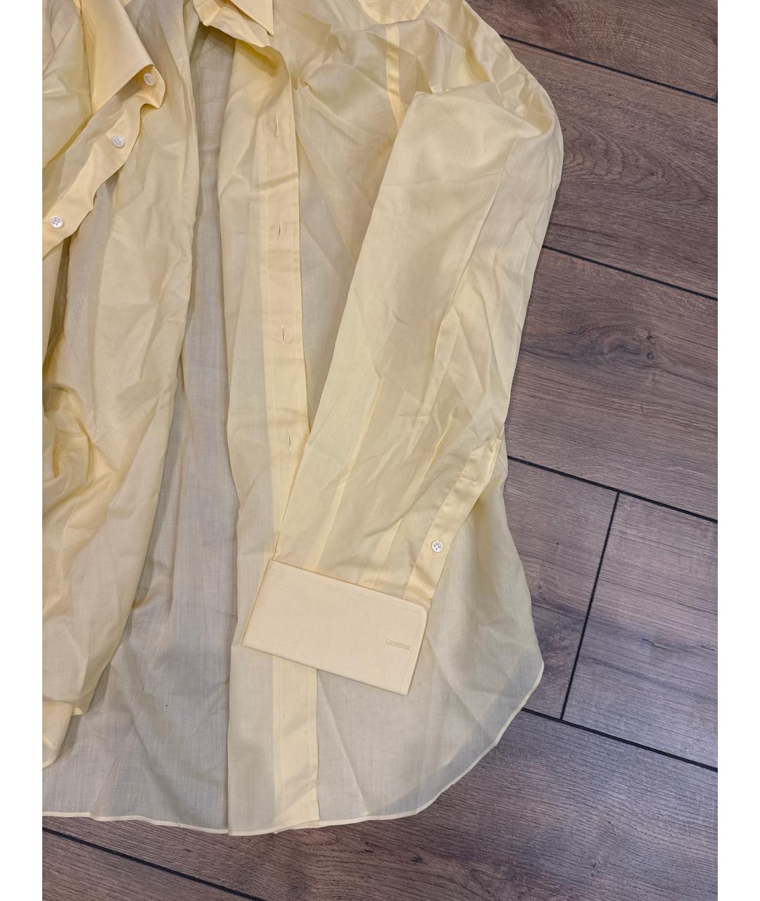 BRIONI Желтая хлопковая классическая рубашка, фото 4