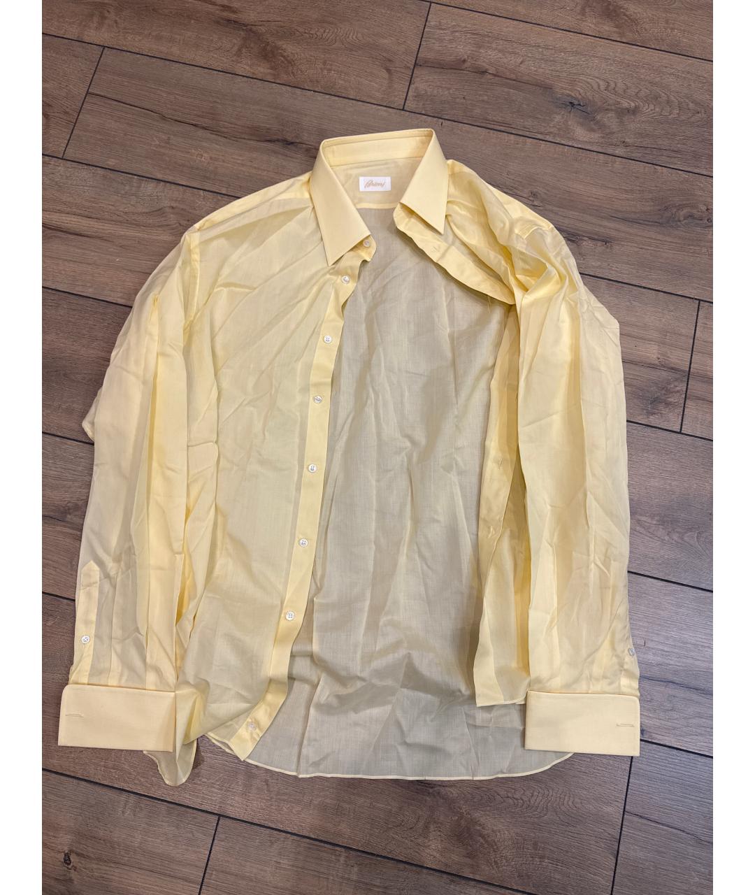 BRIONI Желтая хлопковая классическая рубашка, фото 5