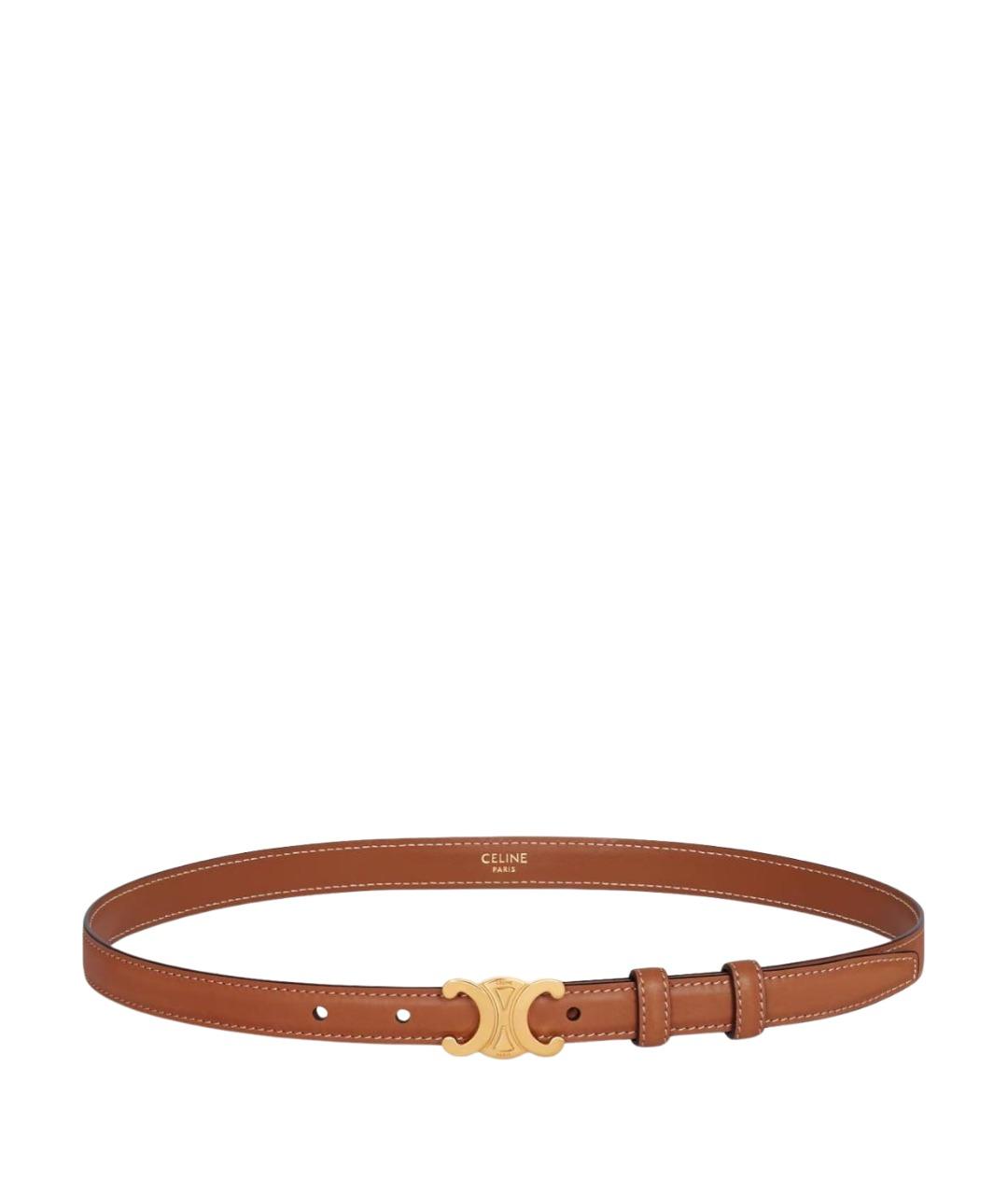 CELINE Коричневый кожаный ремень, фото 1