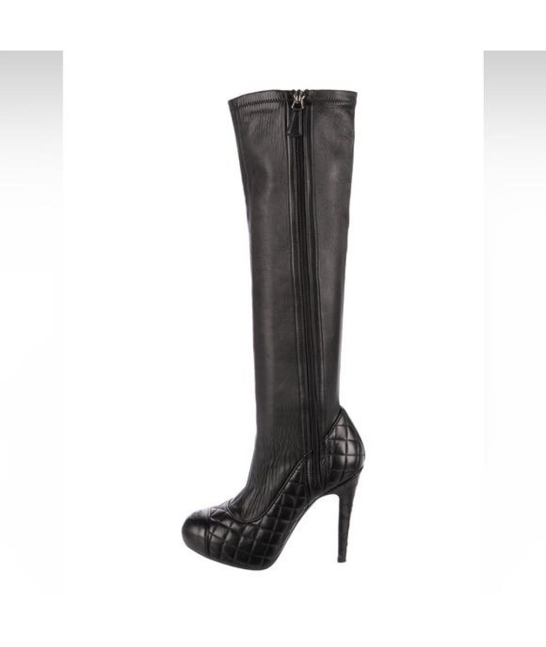 CHANEL Черные кожаные сапоги, фото 6