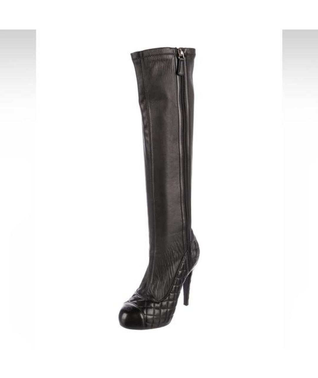 CHANEL Черные кожаные сапоги, фото 4