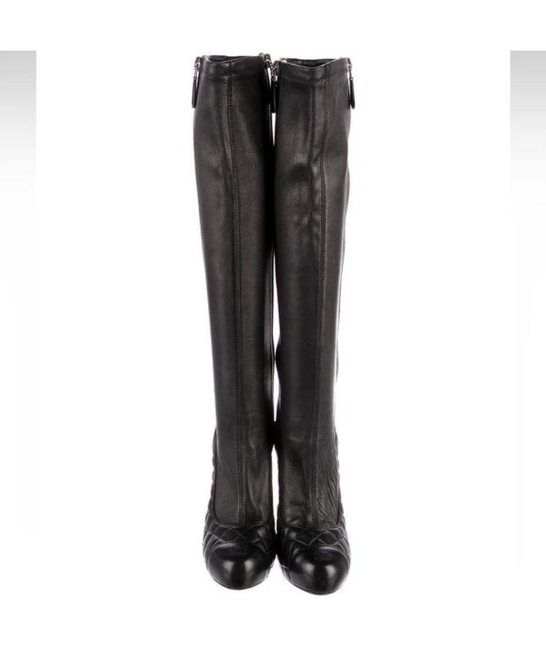 CHANEL Черные кожаные сапоги, фото 2