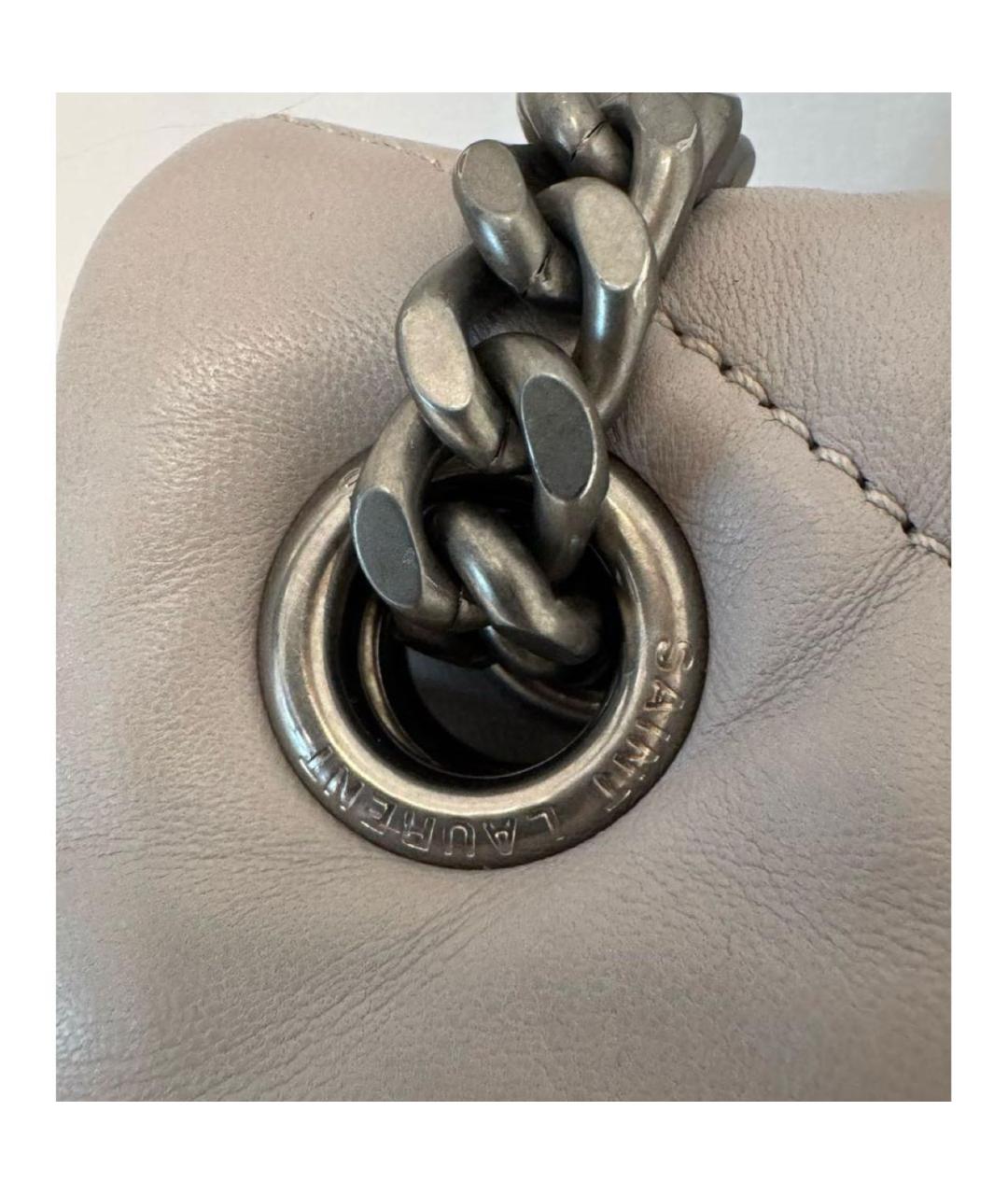 SAINT LAURENT Серая кожаная сумка через плечо, фото 6