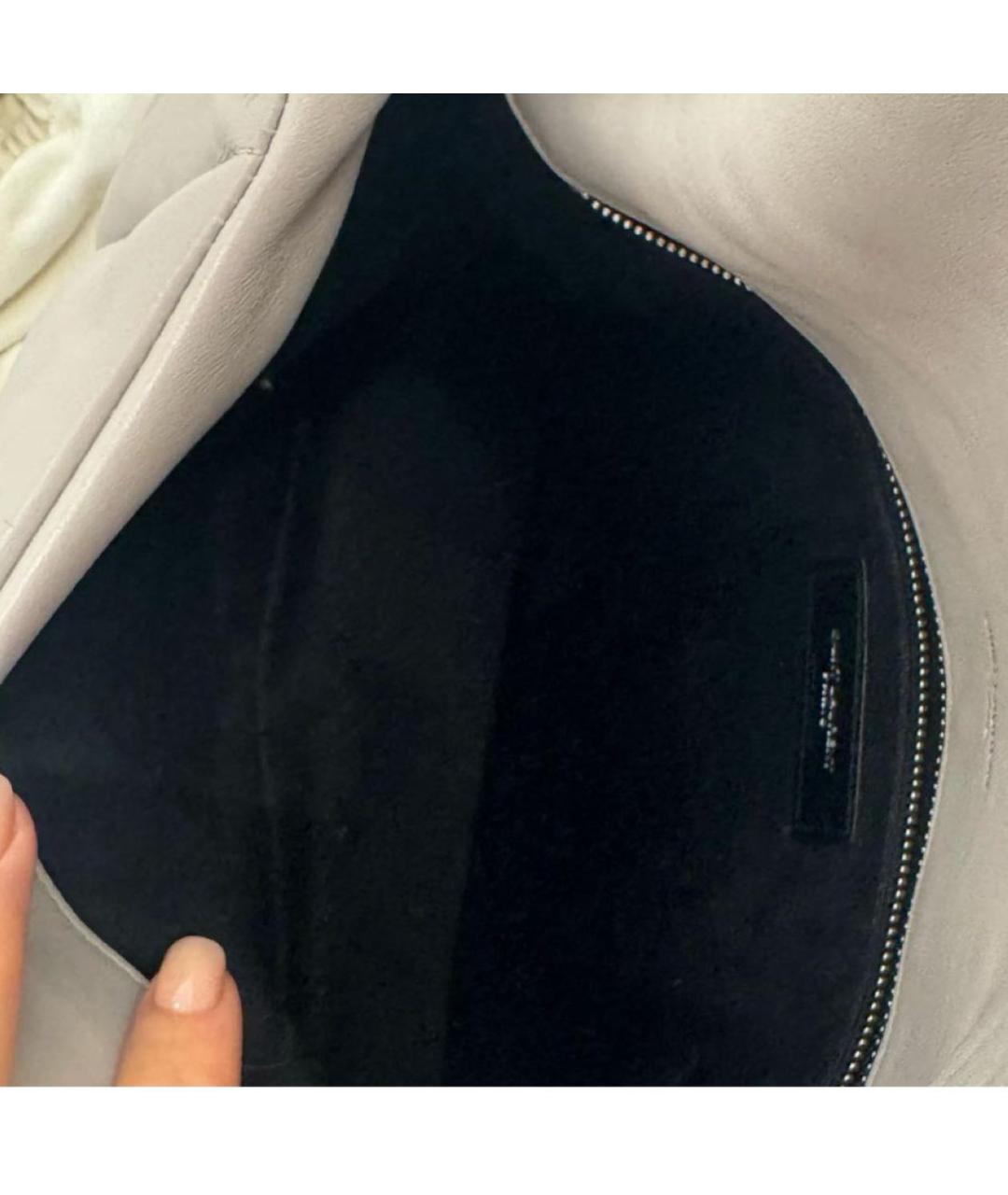 SAINT LAURENT Серая кожаная сумка через плечо, фото 5