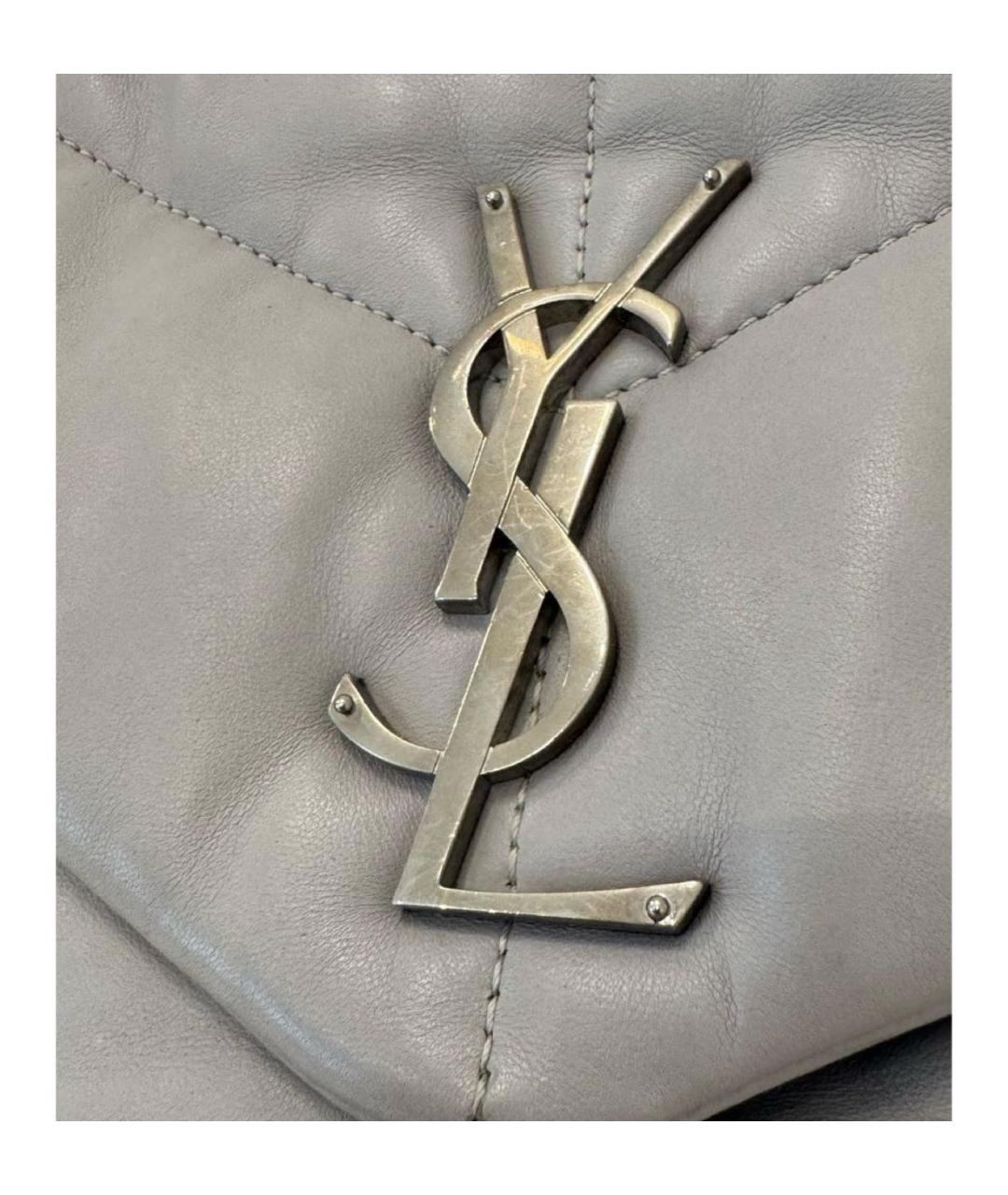 SAINT LAURENT Серая кожаная сумка через плечо, фото 2
